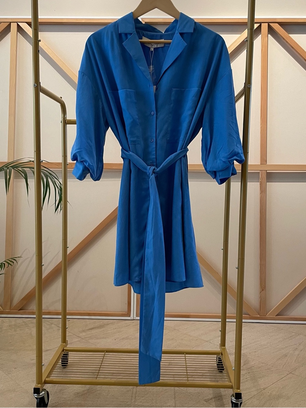 Endless Rose Cobalt Blue Tie-Waist Shirt Dress NWT